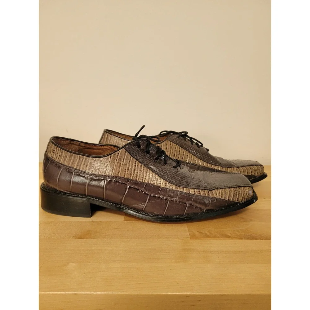Stacy Adams Oxford Shoes Mens 11.5M Grey Light Gray Genuine Snake Leather Dress